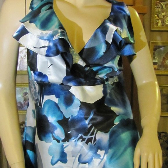 Willi Smith Black & Blue Blouse size M - Picture 4 of 8